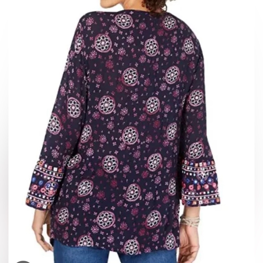 Style & Co Women’s Peasant Long sleeve Shirt Blouse size XL (purple/blue)